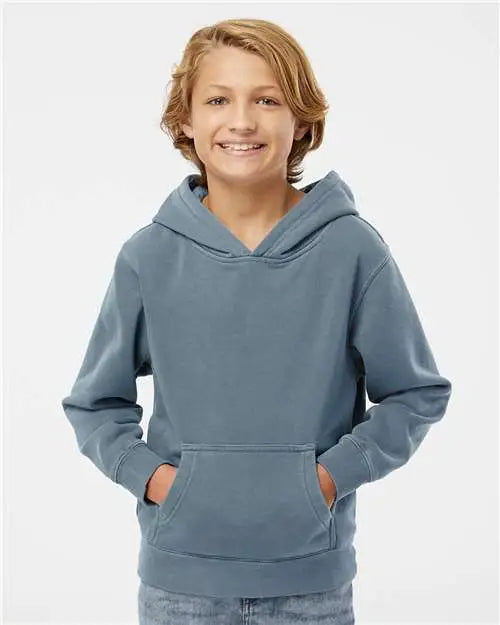 Independent Trading Co. Prm1500y Youth Midweight Pigment-dyed Hooded Sweatshirt - Pigment Slate Blue