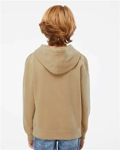 Independent Trading Co. Prm1500y Youth Midweight Pigment-dyed Hooded Sweatshirt - Pigment Sandstone