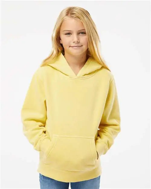 Independent Trading Co. Prm1500y Youth Midweight Pigment-dyed Hooded Sweatshirt - Pigment Yellow