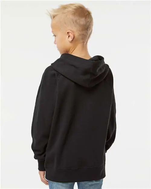 Independent Trading Co. Prm15ysb Youth Lightweight Special Blend Raglan Hooded Sweatshirt - Black
