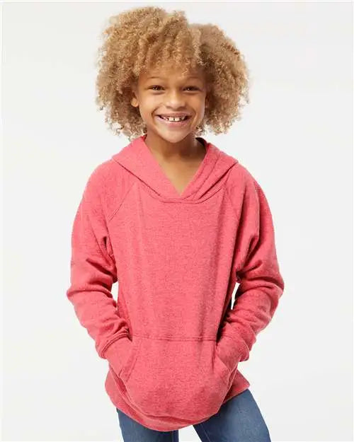 Independent Trading Co. Prm15ysb Youth Lightweight Special Blend Raglan Hooded Sweatshirt - Pomegranate