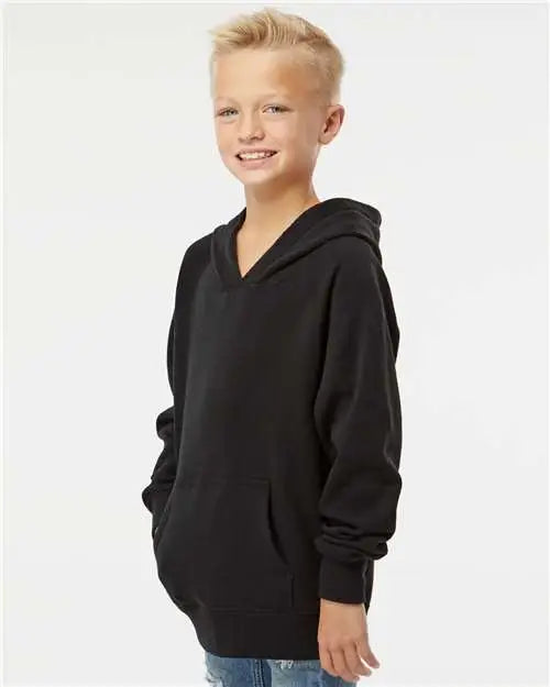 Independent Trading Co. Prm15ysb Youth Lightweight Special Blend Raglan Hooded Sweatshirt - Black