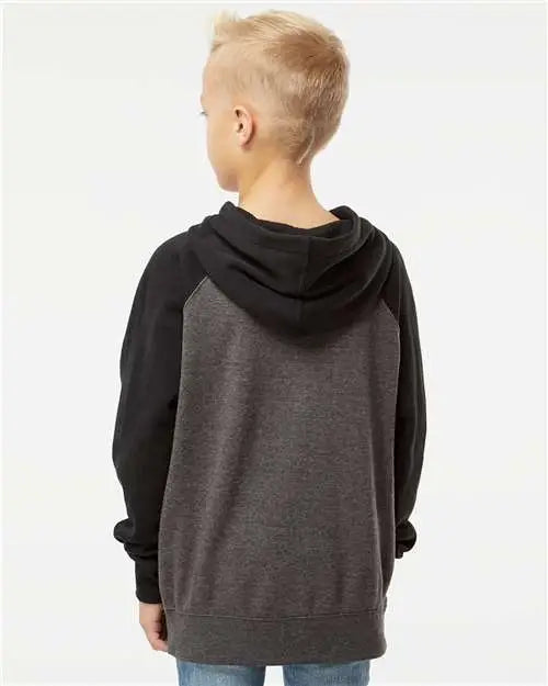 Independent Trading Co. Prm15ysb Youth Lightweight Special Blend Raglan Hooded Sweatshirt - Carbon Black
