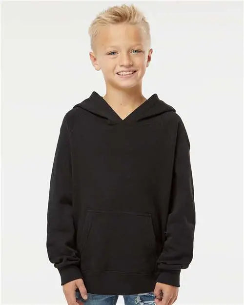Independent Trading Co. Prm15ysb Youth Lightweight Special Blend Raglan Hooded Sweatshirt - Black