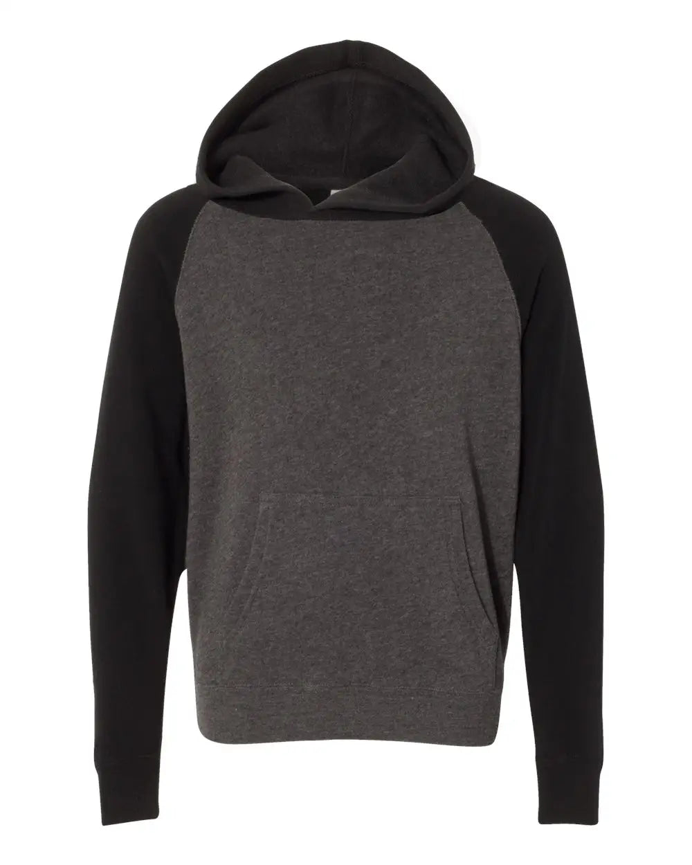 Independent Trading Co. Prm15ysb Youth Lightweight Special Blend Raglan Hooded Sweatshirt - Carbon Black - Dark Gray