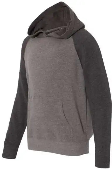 Independent Trading co Prm15ysb Youth Special Blend Raglan Hooded Sweatshirt - Nickel Carbon