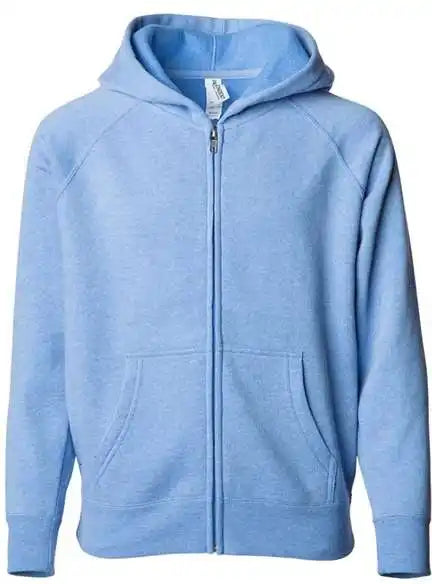 Independent Trading co Prm15ysbz Youth Lightweight Special Blend Raglan Zip Hood - Pacific