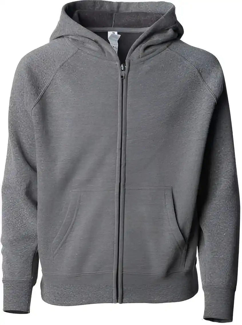 Independent Trading co Prm15ysbz Youth Lightweight Special Blend Raglan Zip Hood Nickel