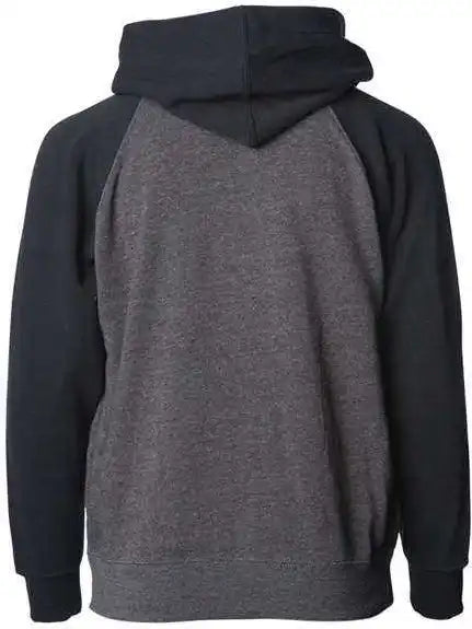 Independent Trading co Prm15ysbz Youth Lightweight Special Blend Raglan Zip Hood - Carbon Black