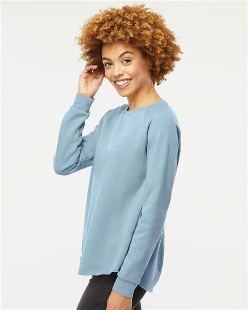 Independent Trading Co. Prm2000 Women’s California Wave Wash Crewneck Sweatshirt - Misty Blue