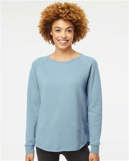 Independent Trading Co. Prm2000 Women’s California Wave Wash Crewneck Sweatshirt - Misty Blue