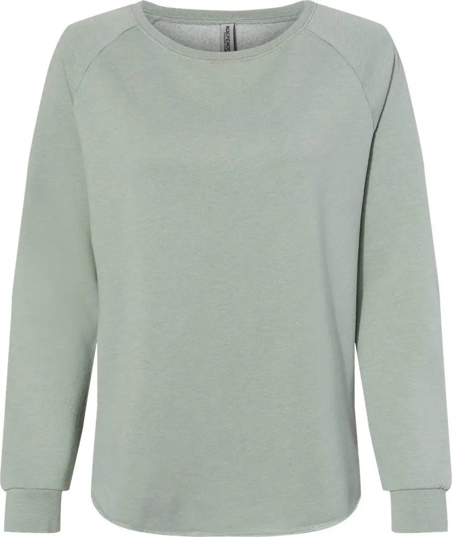 Independent Trading Co. Prm2000 Women’s California Wave Wash Crewneck Sweatshirt - Sage - Blue / Xs