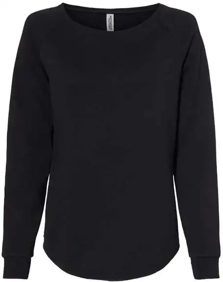Independent Trading co Prm2000 Women’s California Wave Wash Crewneck Sweatshirt Black