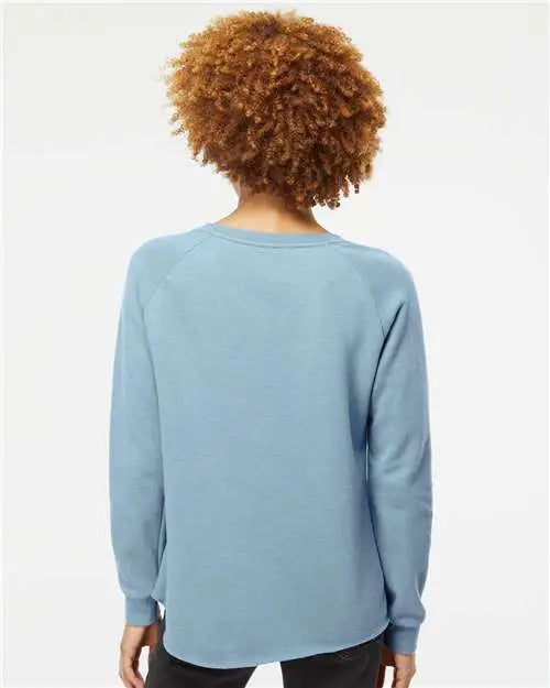Independent Trading Co. Prm2000 Women’s California Wave Wash Crewneck Sweatshirt - Misty Blue