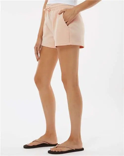 Independent Trading Co. Prm20srt Women’s Lightweight California Wave Wash Fleece Shorts - Blush