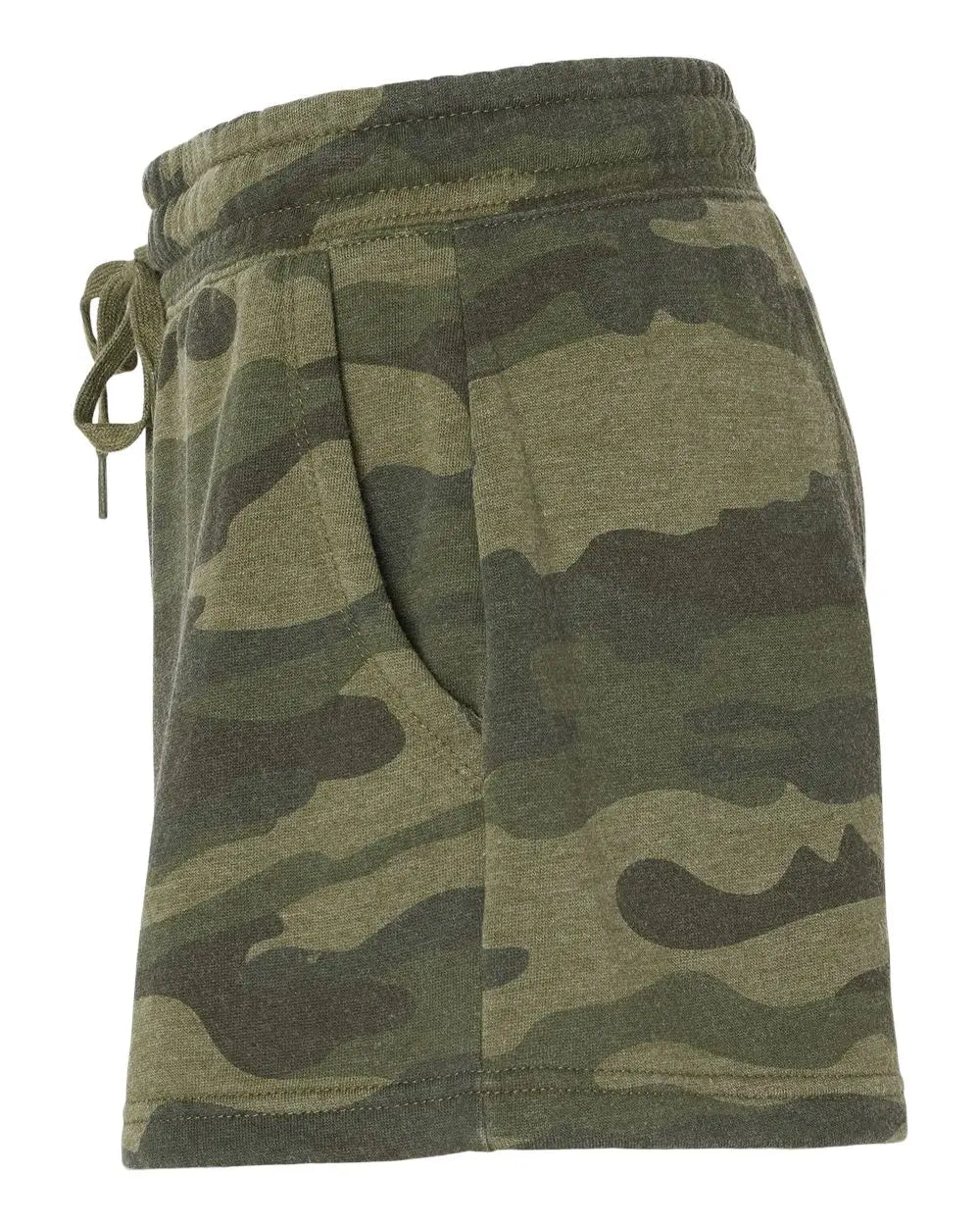 Independent Trading Co. Prm20srt Women’s Lightweight California Wave Wash Fleece Shorts - Forest Camo Heather