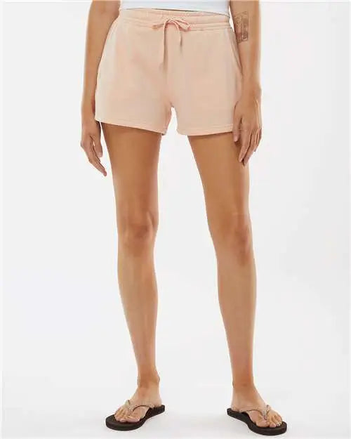 Independent Trading Co. Prm20srt Women’s Lightweight California Wave Wash Fleece Shorts - Blush
