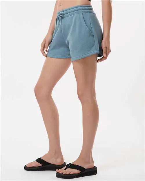 Independent Trading Co. Prm20srt Women’s Lightweight California Wave Wash Fleece Shorts - Misty Blue
