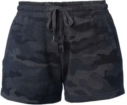 Independent Trading co Prm20srt Womens Lightweight California Wave Wash Sweatshorts Black Camo Heather