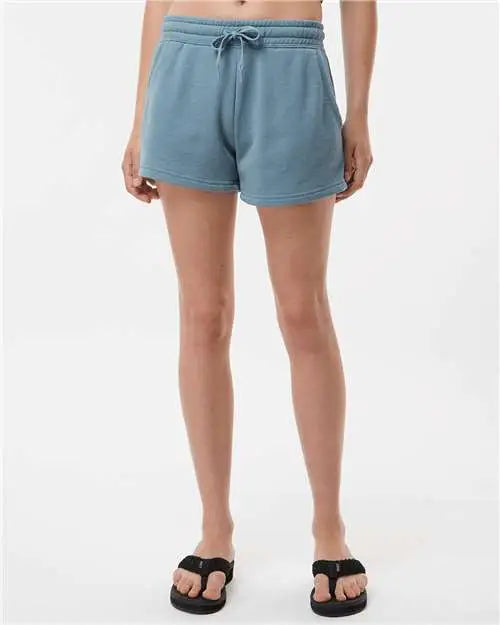 Independent Trading Co. Prm20srt Women’s Lightweight California Wave Wash Fleece Shorts - Misty Blue