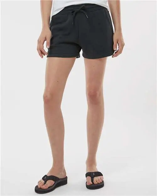Independent Trading Co. Prm20srt Women’s Lightweight California Wave Wash Fleece Shorts - Black