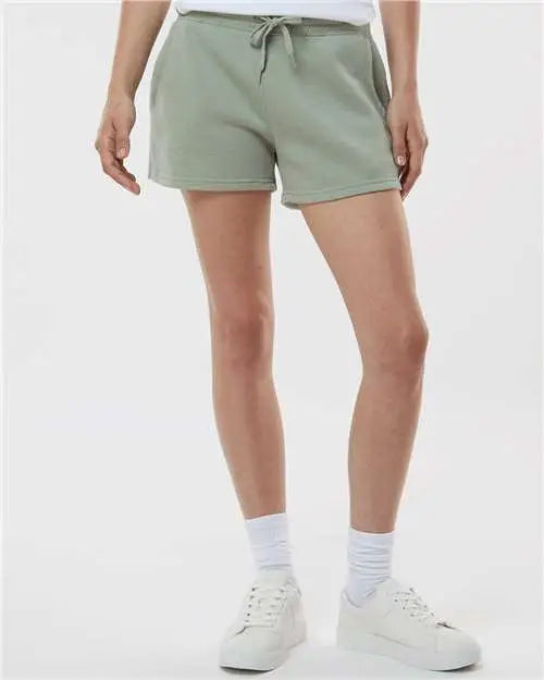 Independent Trading Co. Prm20srt Women’s Lightweight California Wave Wash Fleece Shorts - Sage