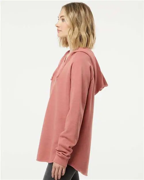 Independent Trading Co. Prm2500 Women’s Lightweight California Wave Wash Hooded Sweatshirt - Dusty Rose