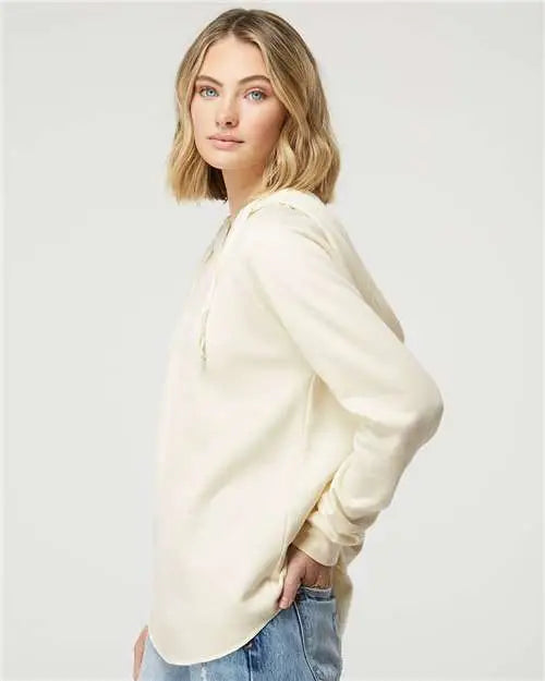 Independent Trading Co. Prm2500 Women’s Lightweight California Wave Wash Hooded Sweatshirt - Bone