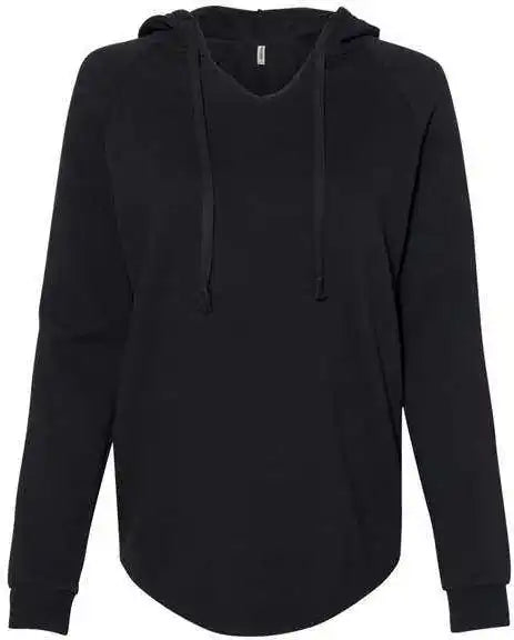 Independent Trading co Prm2500 Womens Lightweight California Wave Wash Hooded Sweatshirt Black