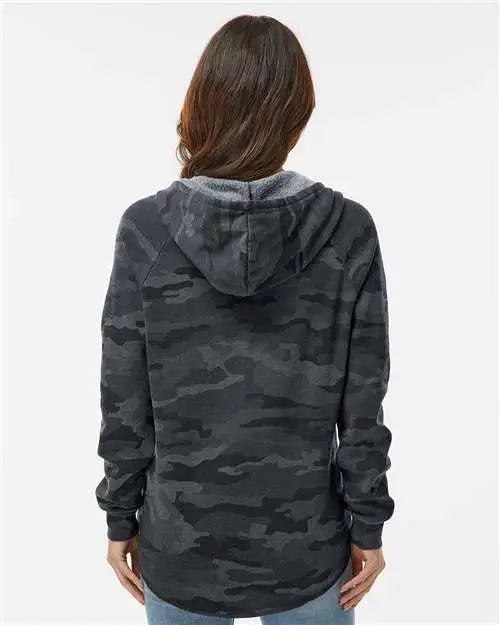 Independent Trading Co. Prm2500 Women’s Lightweight California Wave Wash Hooded Sweatshirt - Black Camo Heather