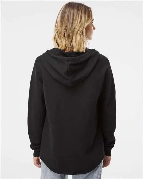 Independent Trading Co. Prm2500 Women’s Lightweight California Wave Wash Hooded Sweatshirt - Black
