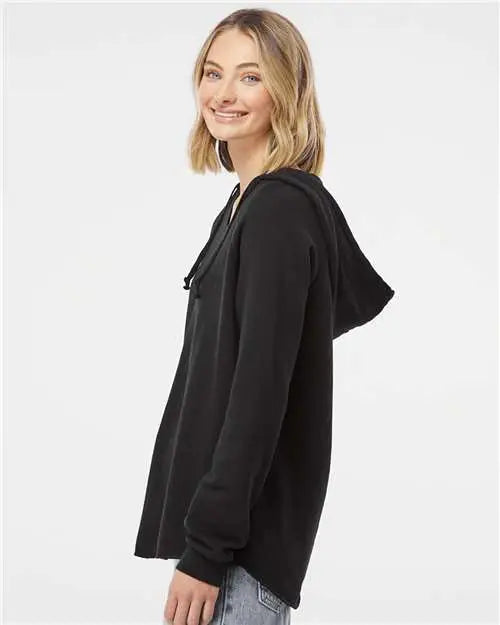 Independent Trading Co. Prm2500 Women’s Lightweight California Wave Wash Hooded Sweatshirt - Black