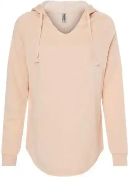 Independent Trading co Prm2500 Womens Lightweight California Wave Wash Hooded Sweatshirt Blush