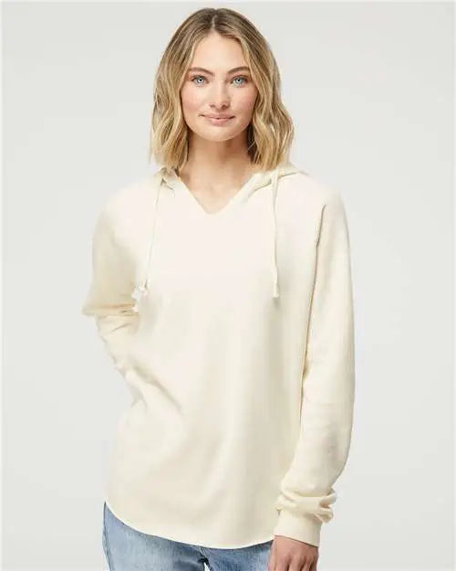 Independent Trading Co. Prm2500 Women’s Lightweight California Wave Wash Hooded Sweatshirt - Bone