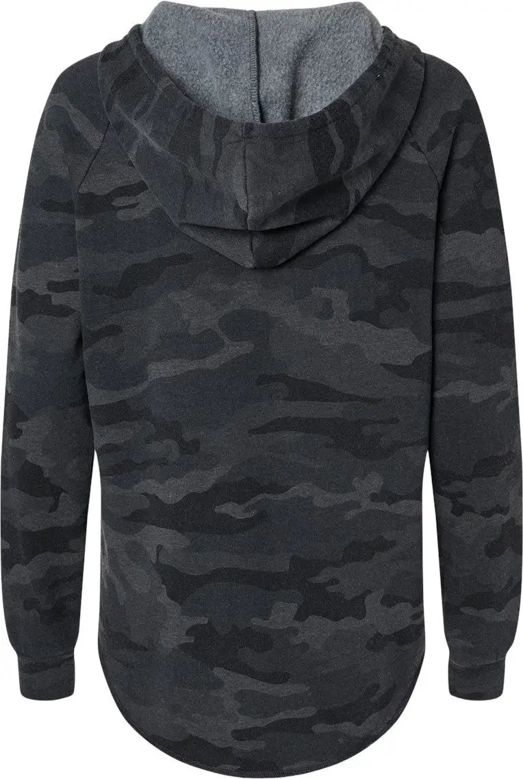 Independent Trading Co. Prm2500 Women’s Lightweight California Wave Wash Hooded Sweatshirt - Black Camo Heather - Xs