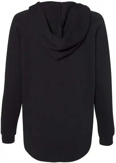 Independent Trading co Prm2500 Womens Lightweight California Wave Wash Hooded Sweatshirt Black