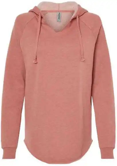 Independent Trading co Prm2500 Womens Lightweight California Wave Wash Hooded Sweatshirt - Dusty Rose