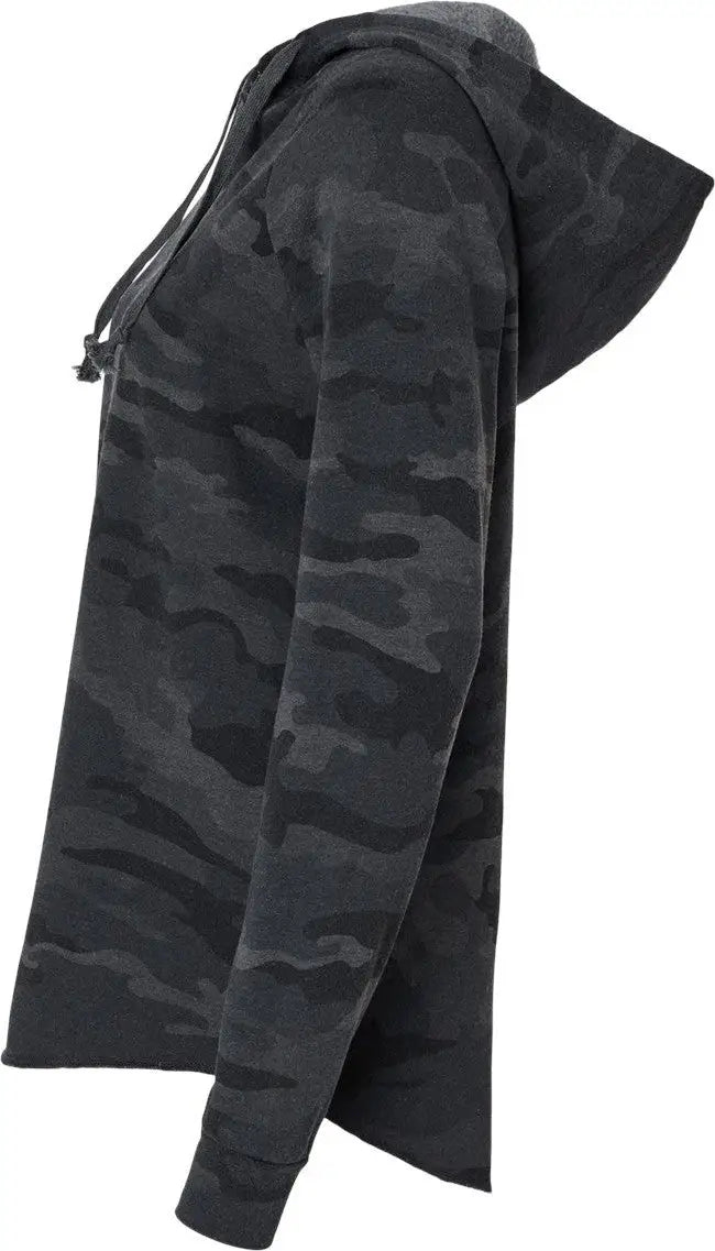 Independent Trading Co. Prm2500 Women’s Lightweight California Wave Wash Hooded Sweatshirt - Black Camo Heather