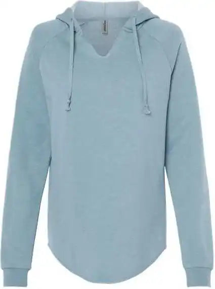 Independent Trading co Prm2500 Womens Lightweight California Wave Wash Hooded Sweatshirt - Misty Blue