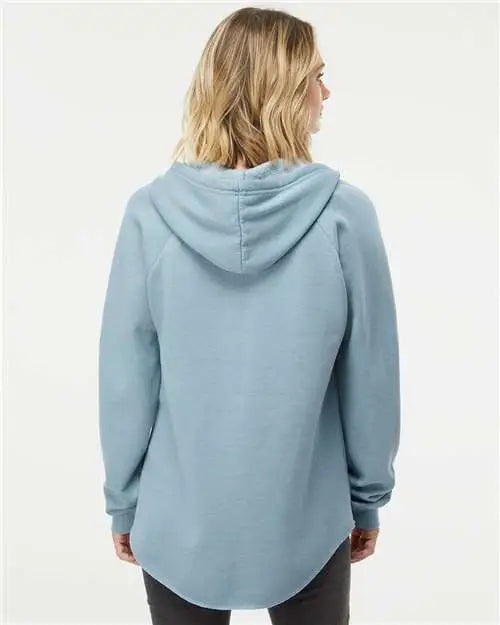 Independent Trading Co. Prm2500 Women’s Lightweight California Wave Wash Hooded Sweatshirt - Misty Blue
