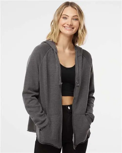 Independent Trading Co. Prm2500z Women’s California Wave Wash Full-zip Hooded Sweatshirt - Shadow