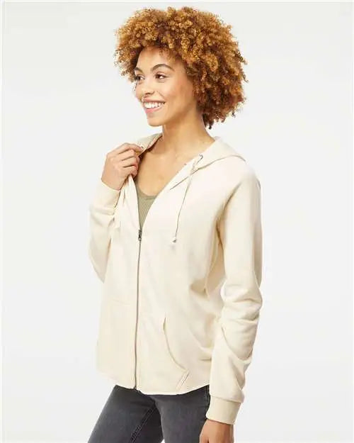Independent Trading Co. Prm2500z Women’s California Wave Wash Full-zip Hooded Sweatshirt - Bone