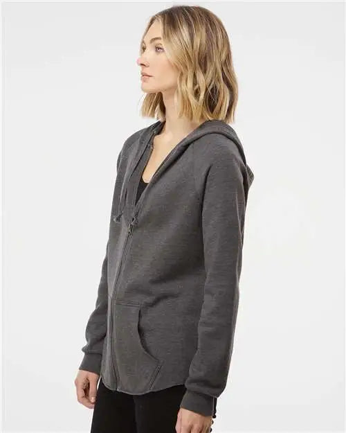 Independent Trading Co. Prm2500z Women’s California Wave Wash Full-zip Hooded Sweatshirt - Shadow
