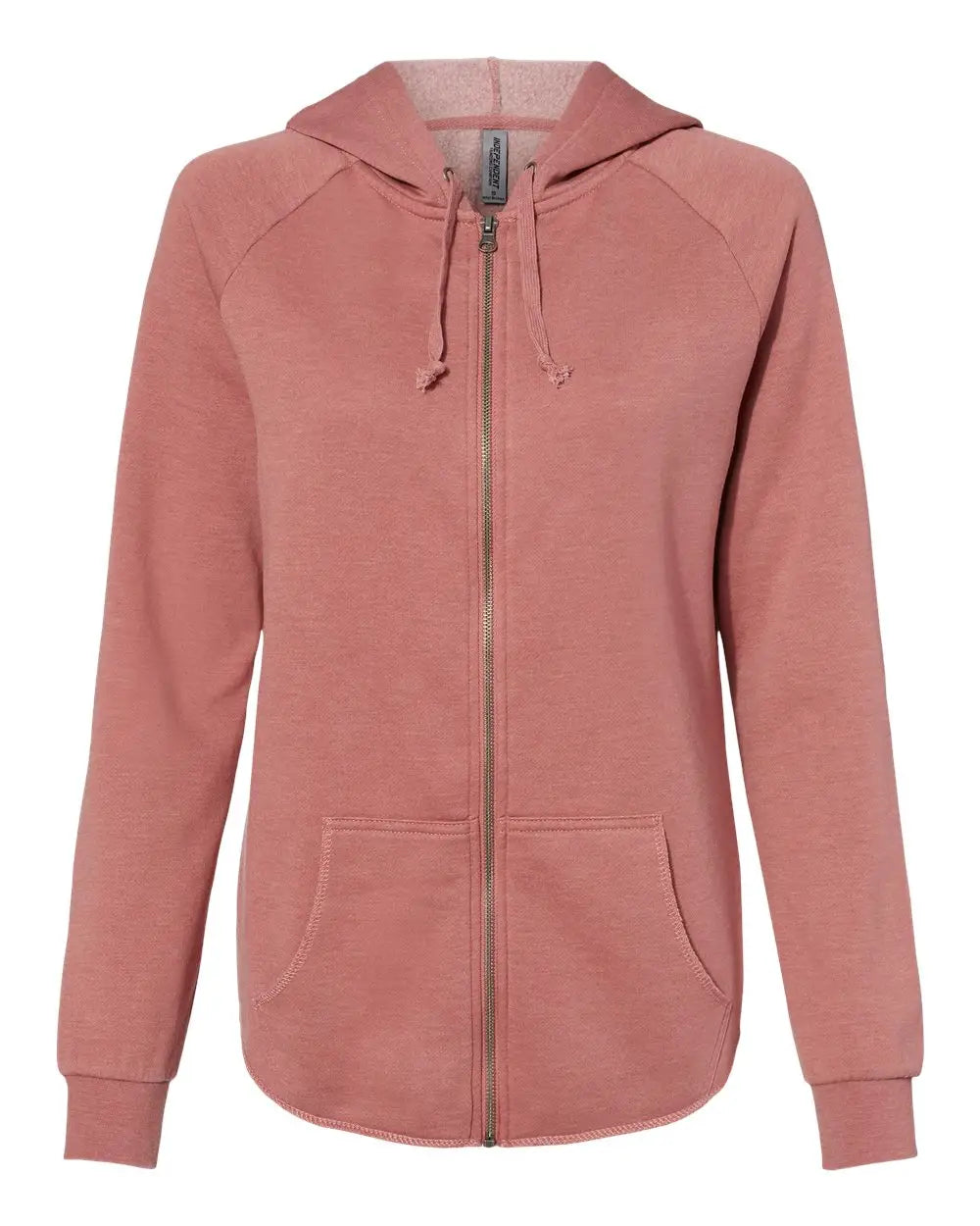 Independent Trading Co. Prm2500z Women’s California Wave Wash Full-zip Hooded Sweatshirt - Dusty Rose - Hot Pink / Xs