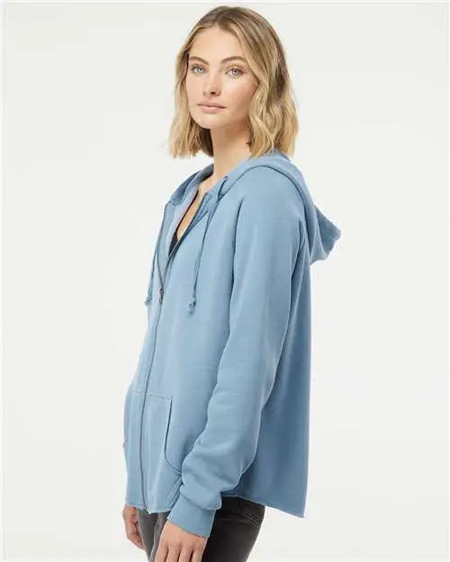 Independent Trading Co. Prm2500z Women’s California Wave Wash Full-zip Hooded Sweatshirt - Misty Blue