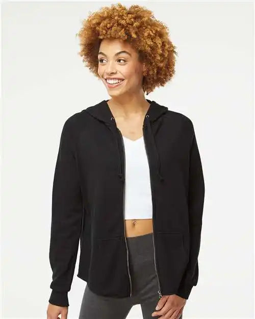 Independent Trading Co. Prm2500z Women’s California Wave Wash Full-zip Hooded Sweatshirt - Black