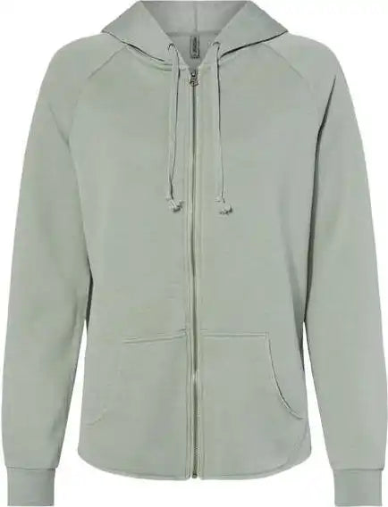 Independent Trading co Prm2500z Women’s California Wave Wash Full Zip Hooded Sweatshirt Sage