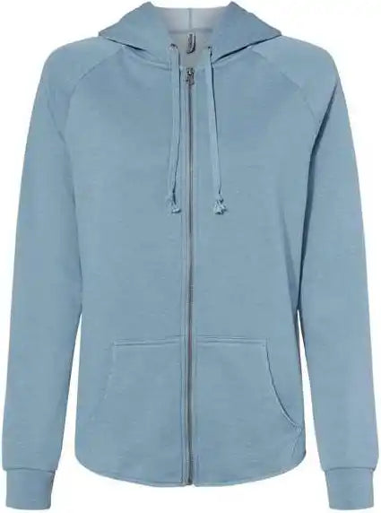 Independent Trading co Prm2500z Women’s California Wave Wash Full Zip Hooded Sweatshirt Misty Blue