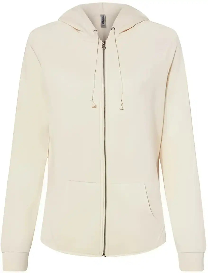 Independent Trading co Prm2500z Women’s California Wave Wash Full-zip Hooded Sweatshirt - Bone