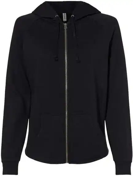 Independent Trading co Prm2500z Women’s California Wave Wash Full Zip Hooded Sweatshirt Black
